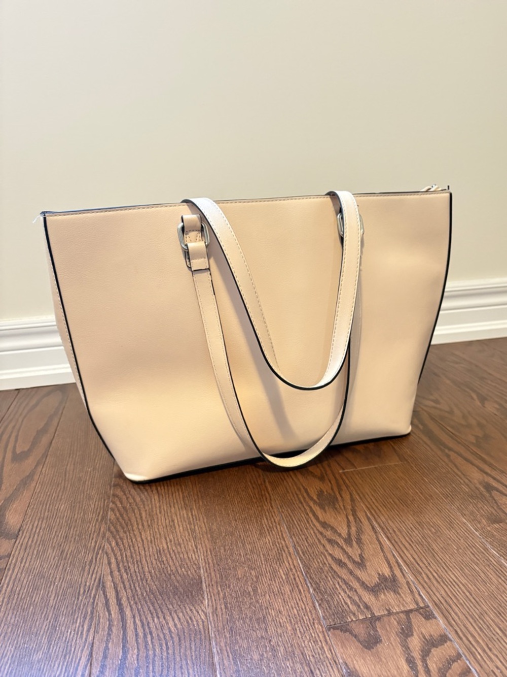 Mark Adam New York Beige Vegan Leather Tote Shoulder Bag